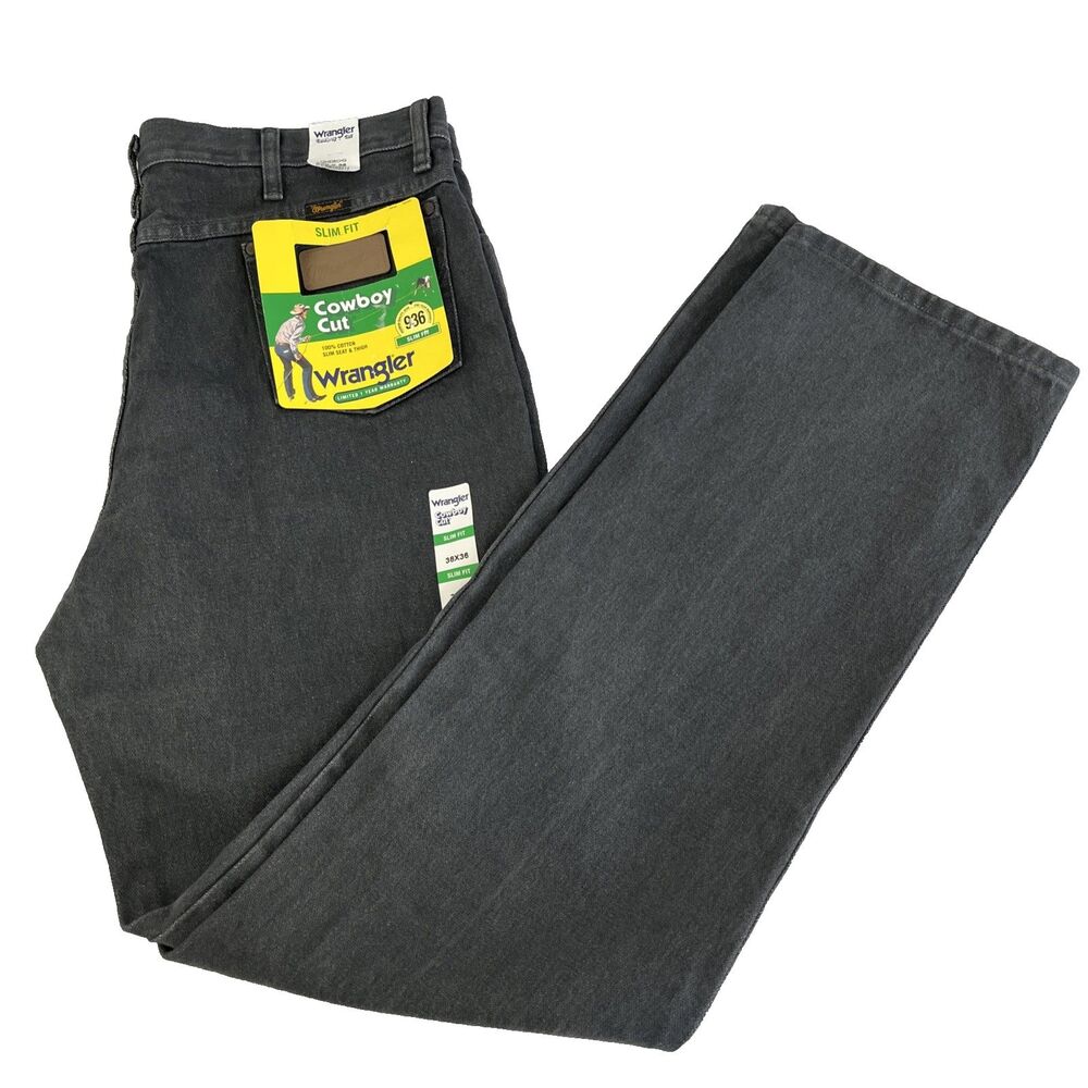 New Mens Wrangler Cowboy Cut 936 Slim Fit Denim Jeans Sz 38x36 Gray NWT